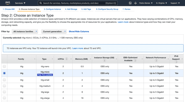 Select instance type